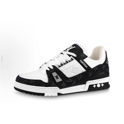 LOUIS VUITTON Trainer Panda embossed print low-cut fashion sneakers for men and women, white and black